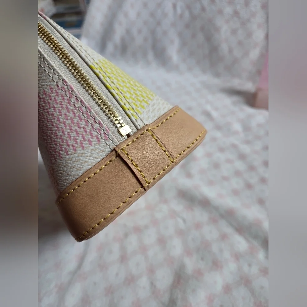 Louis Vuitton Giant Damier Top Handle Bag | Neutral Coated Canvas | Authentic